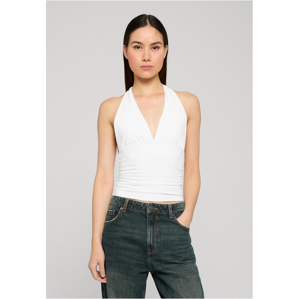 Urban Classics - Polyamide Jersey Neckholder Mouwloze top - Wit